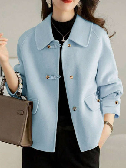 Collared Button Front Long Sleeve Jacket