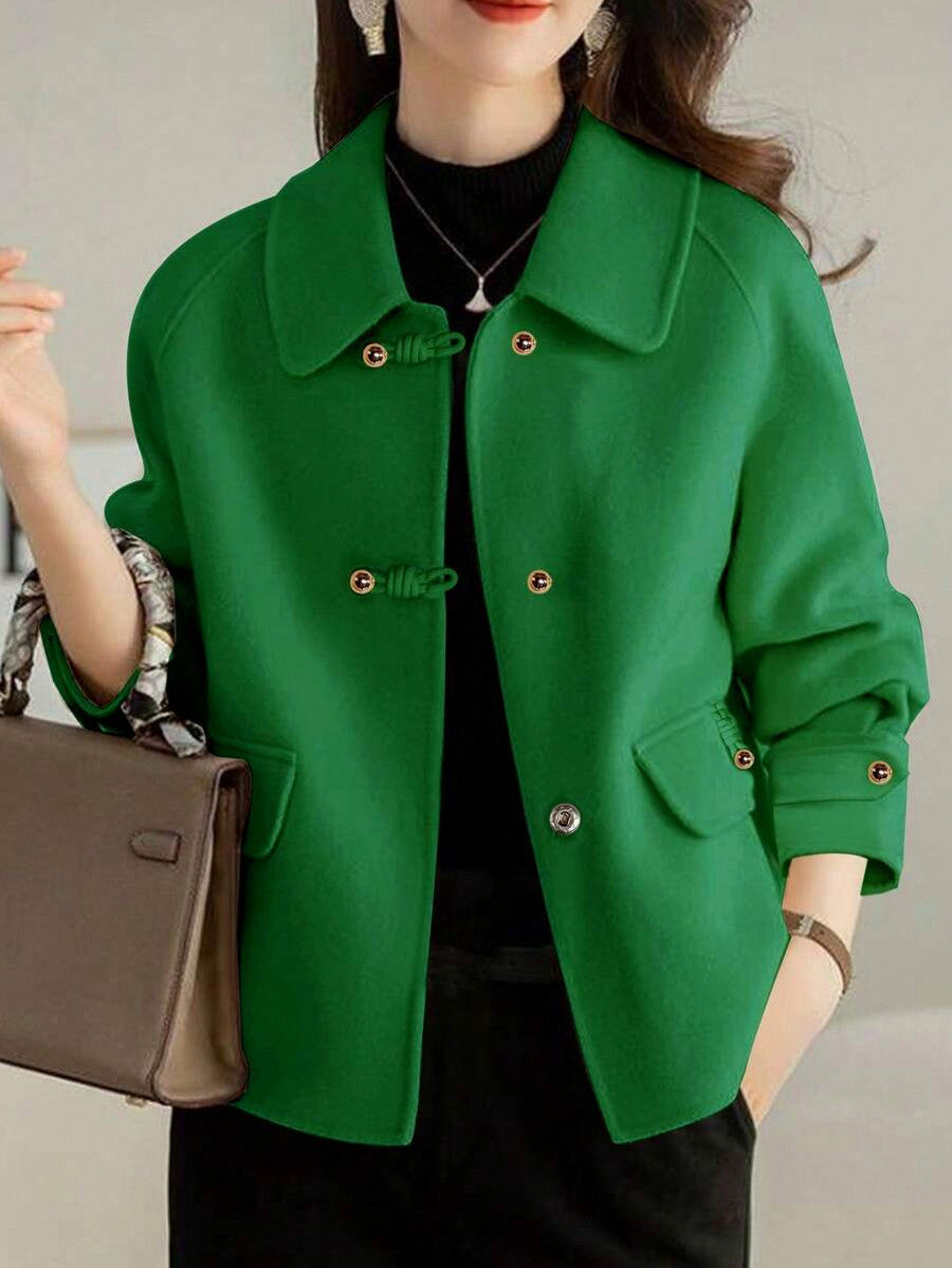 Collared Button Front Long Sleeve Jacket