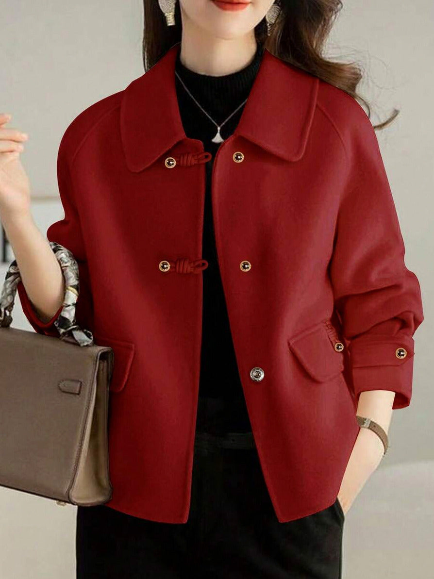 Collared Button Front Long Sleeve Jacket