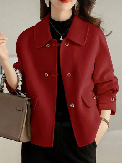 Collared Button Front Long Sleeve Jacket