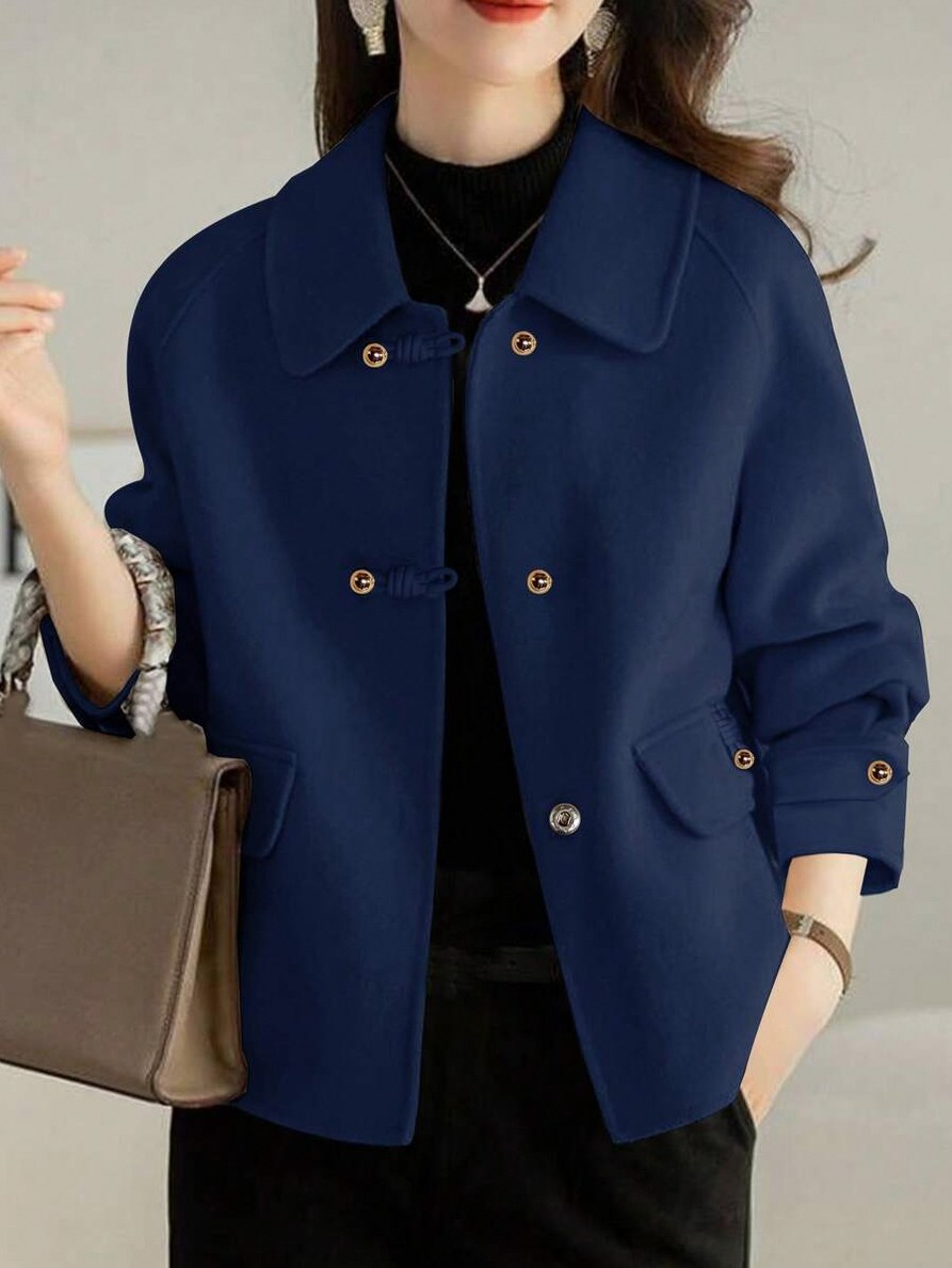 Collared Button Front Long Sleeve Jacket