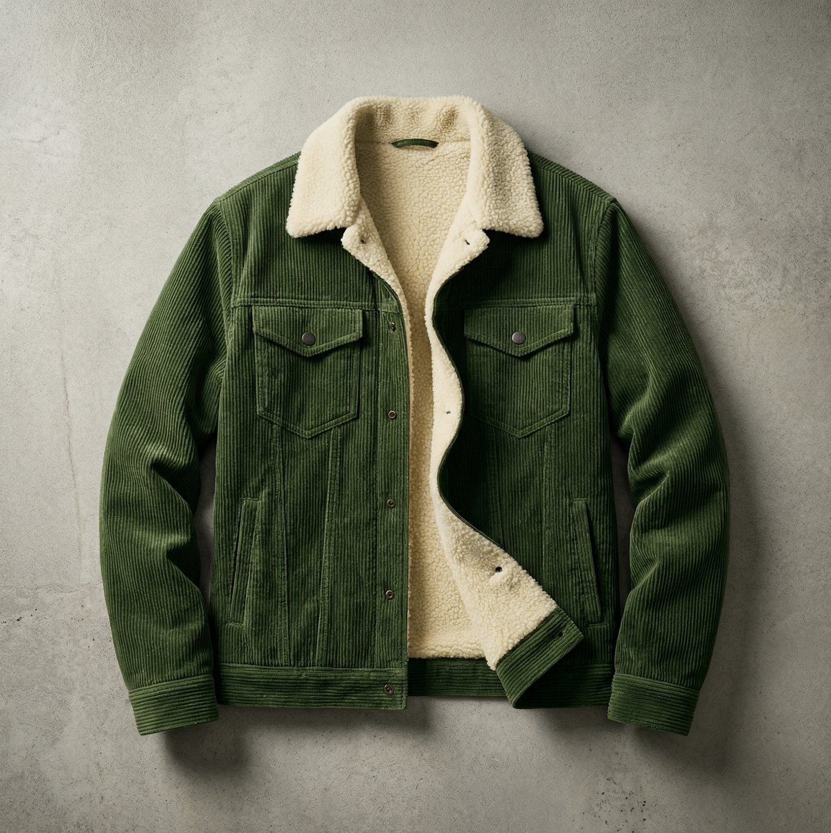 Corduroy Fleece Lined Trucker Jacket