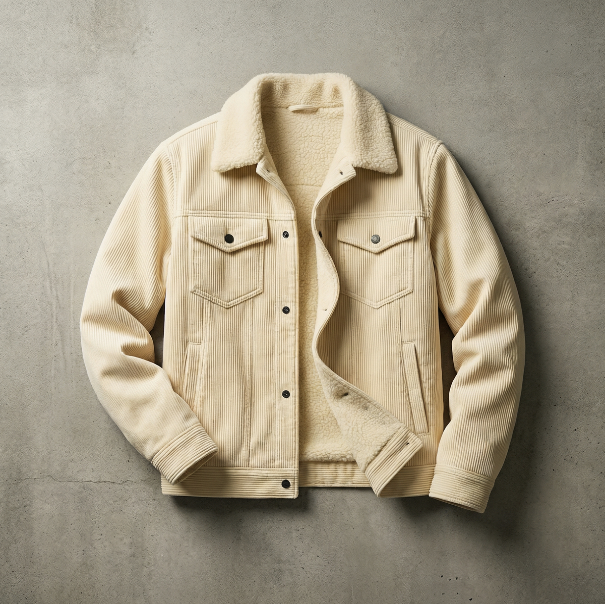 Corduroy Fleece Lined Trucker Jacket
