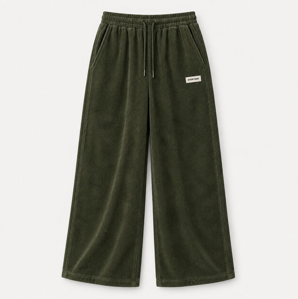 Corduroy Elastic Waist Straight Leg Pants