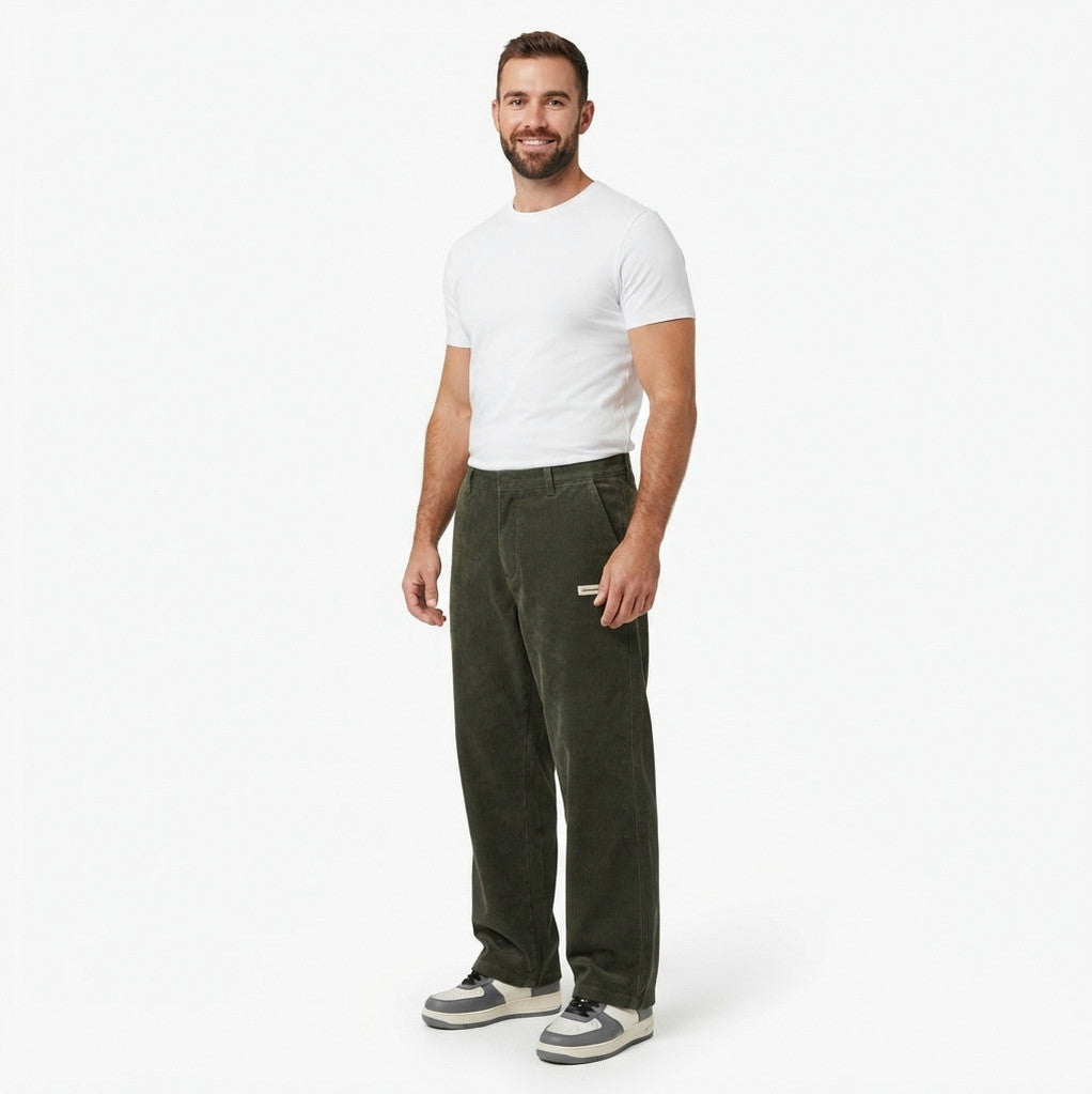 Corduroy Elastic Waist Wide Leg Pants