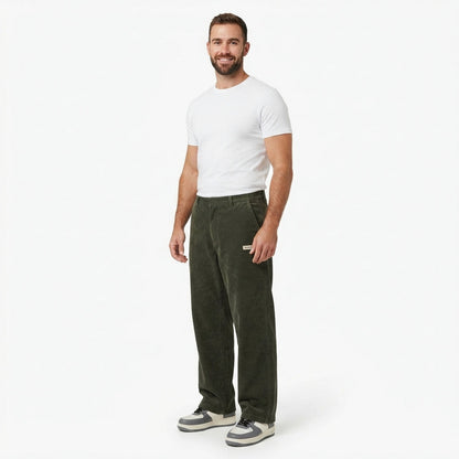 Corduroy Elastic Waist Wide Leg Pants