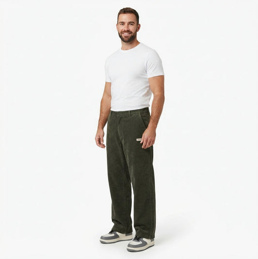Corduroy Elastic Waist Wide Leg Pants