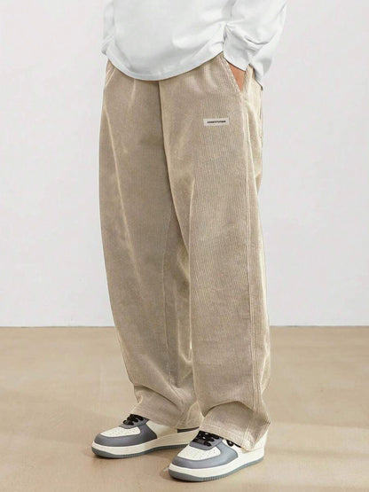 Corduroy Elastic Waist Wide Leg Pants