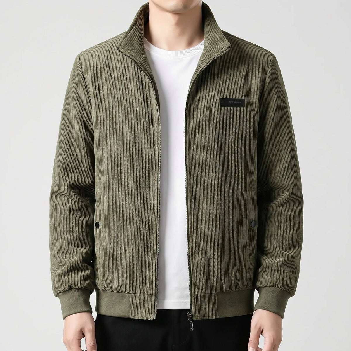 Corduroy Zip Up Bomber Jacket