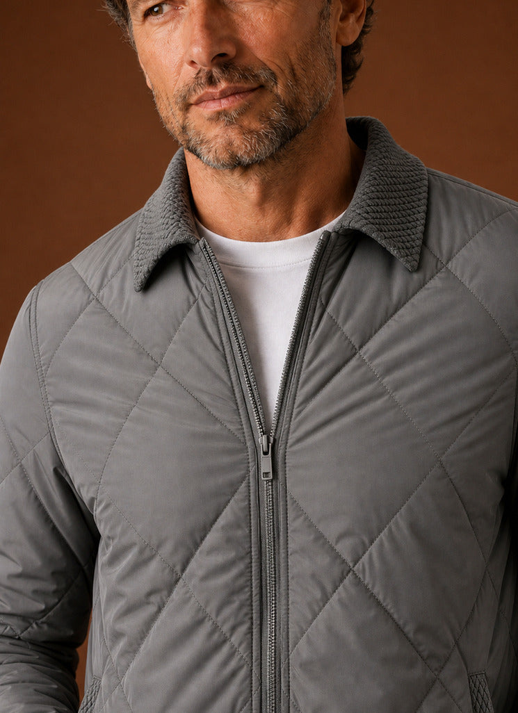 Diamond Quilted Full Zip Jacket
