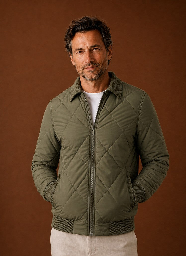 Diamond Quilted Full Zip Jacket