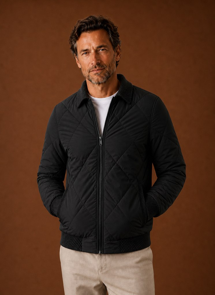 Diamond Quilted Full Zip Jacket