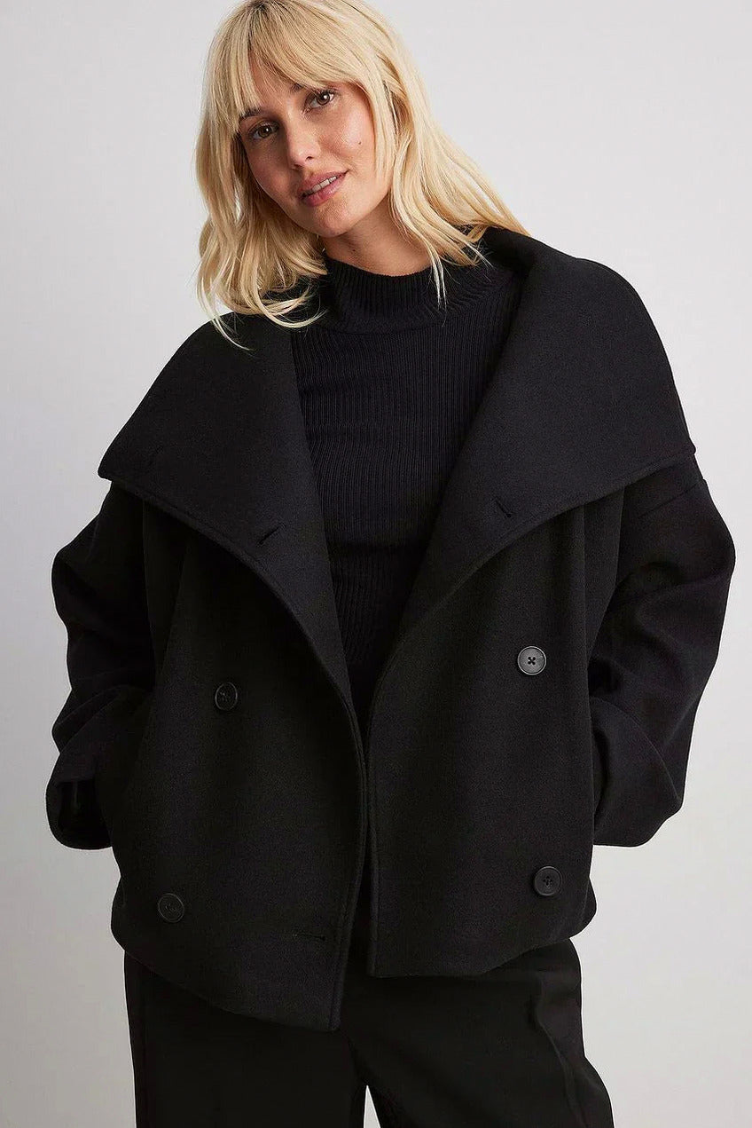 Double Breasted High Neck Cropped Jacket