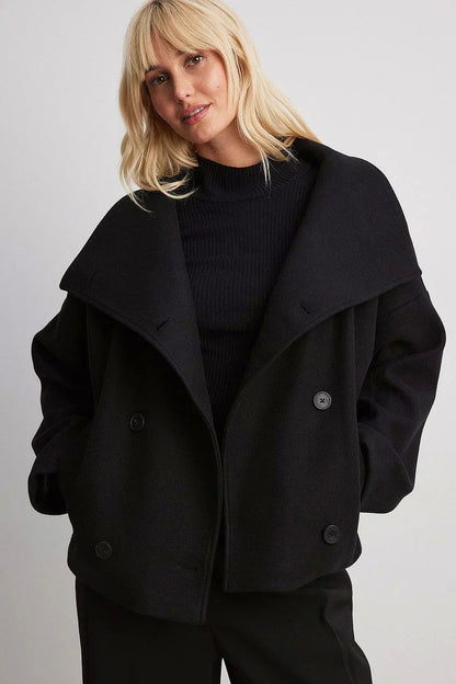 Double Breasted High Neck Cropped Jacket