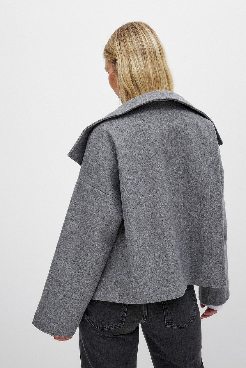 Double Breasted High Neck Cropped Jacket