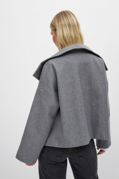 Double Breasted High Neck Cropped Jacket