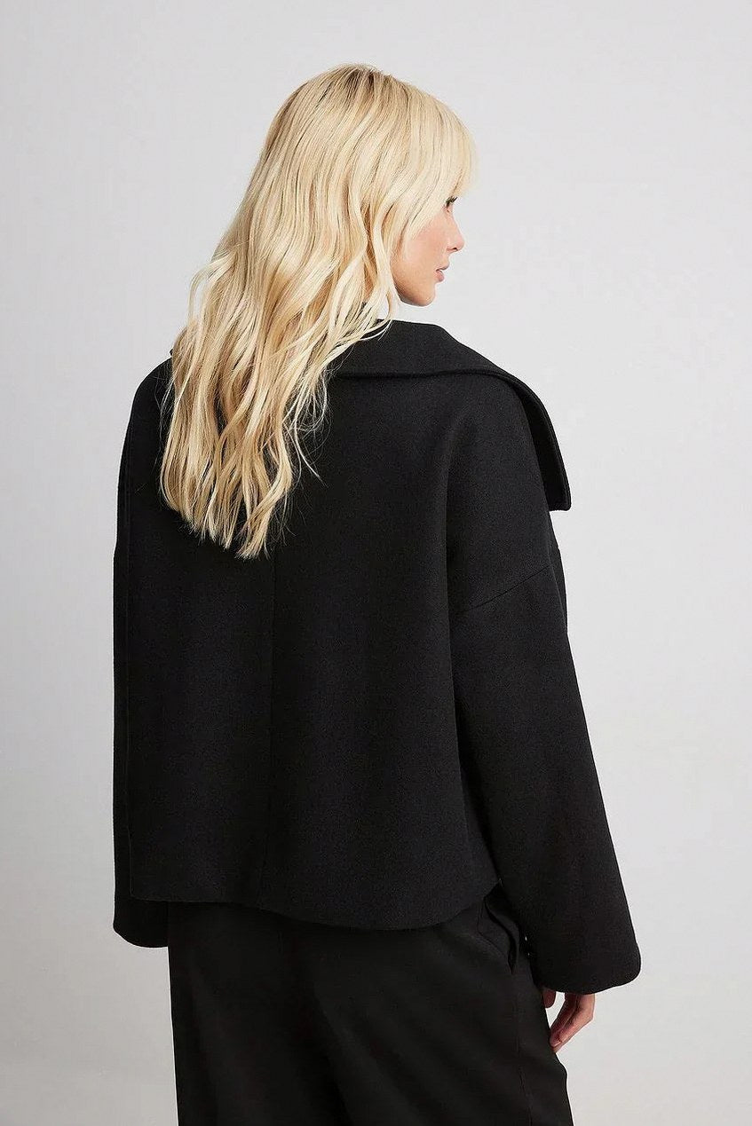 Double Breasted High Neck Cropped Jacket