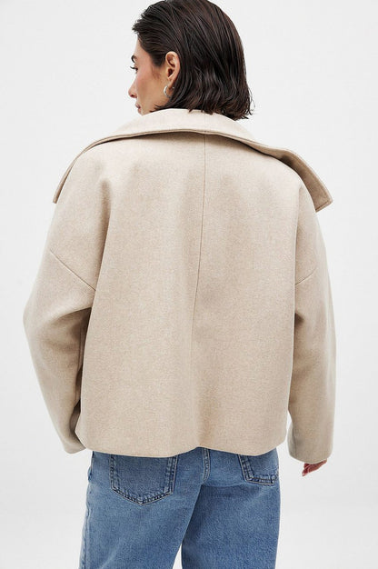 Double Breasted High Neck Cropped Jacket