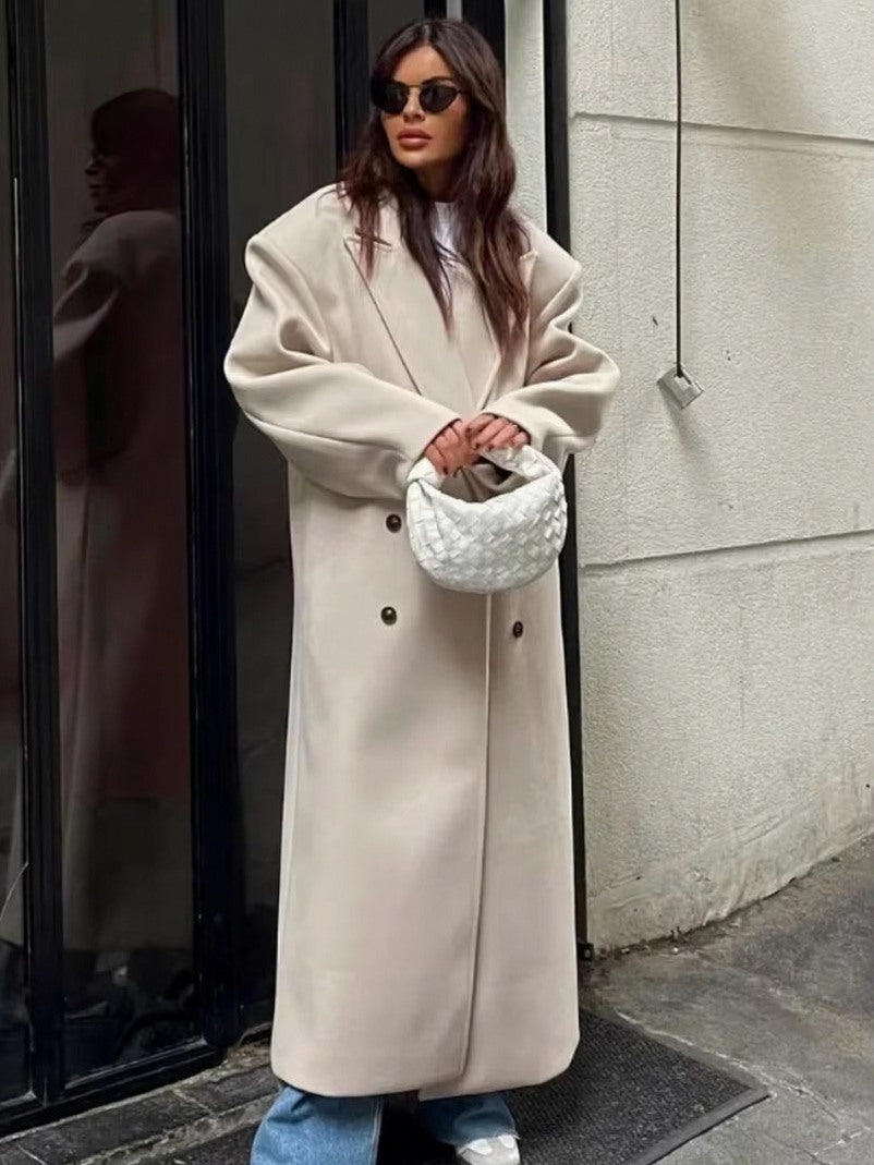 Relaxed Double Breasted Maxi Coat