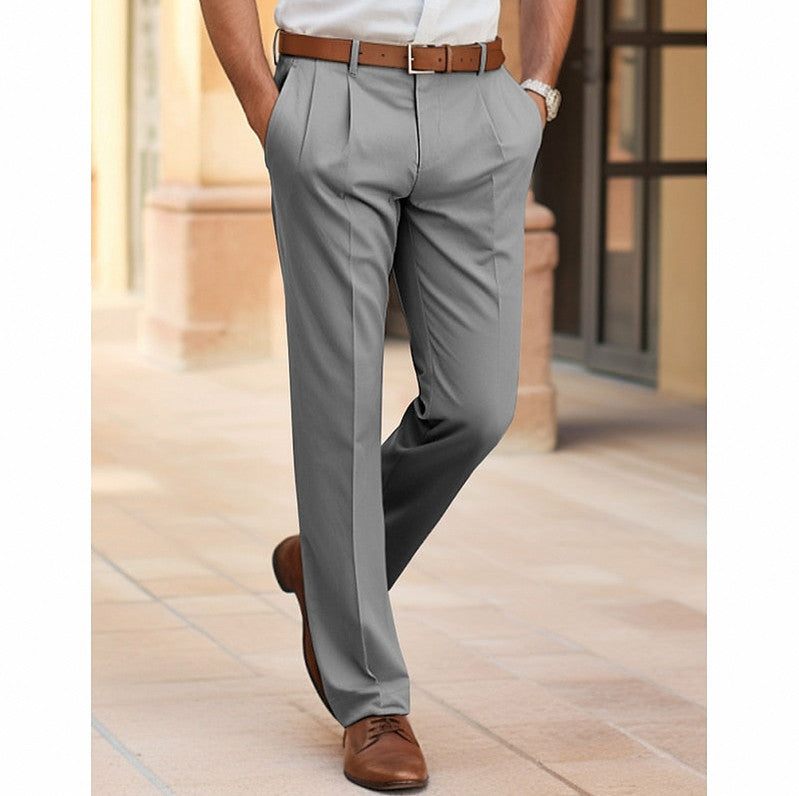 Double Pleated Straight Leg Dress Pants