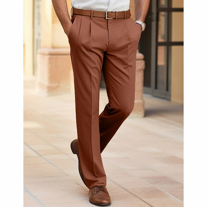 Double Pleated Straight Leg Dress Pants