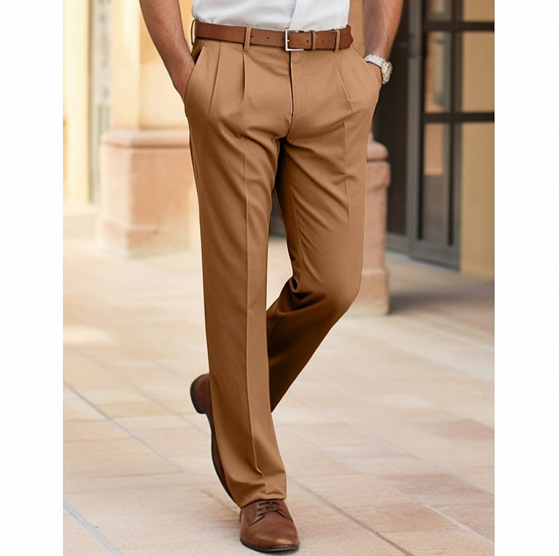Double Pleated Straight Leg Dress Pants