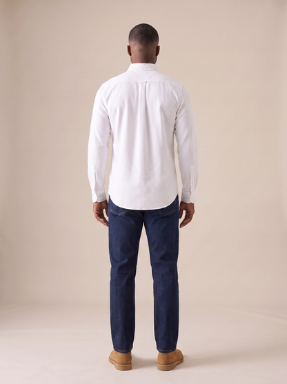 Ellis Oxford Button Down Shirt in White, back view