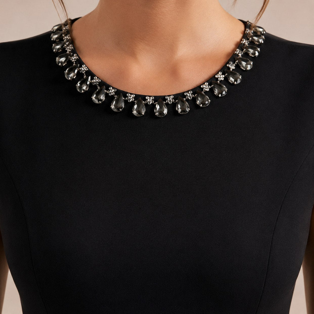 Embellished Neck A-Line Midi Dress