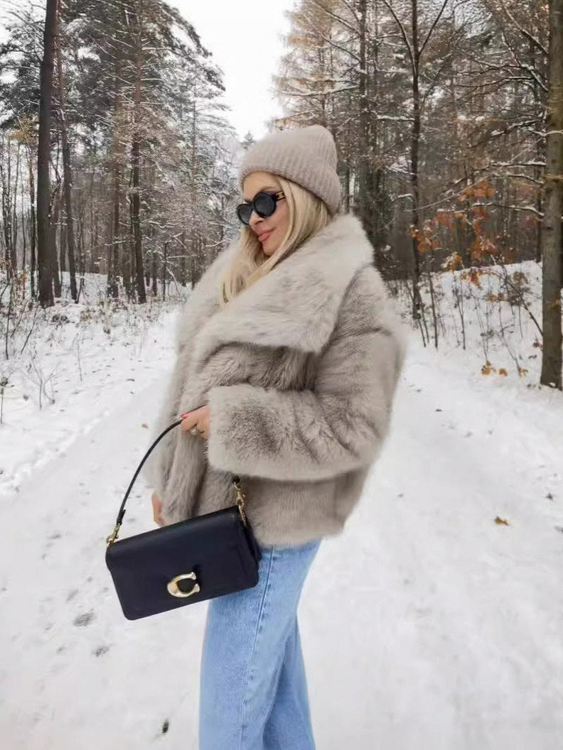 Faux Fur Long Sleeve Cropped Jacket