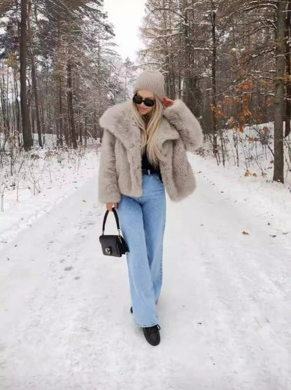 Faux Fur Long Sleeve Cropped Jacket