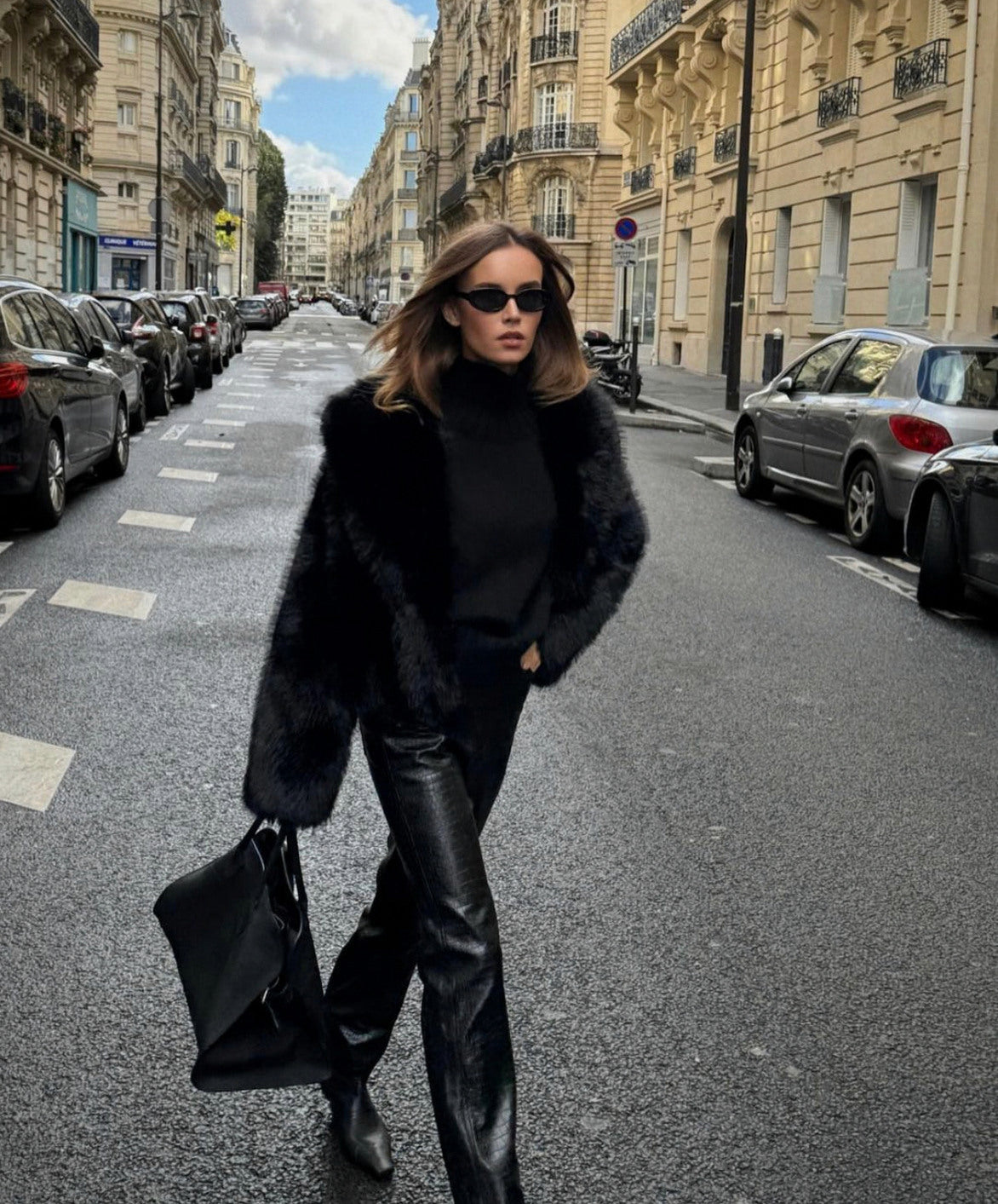 Faux Fur Long Sleeve Cropped Jacket
