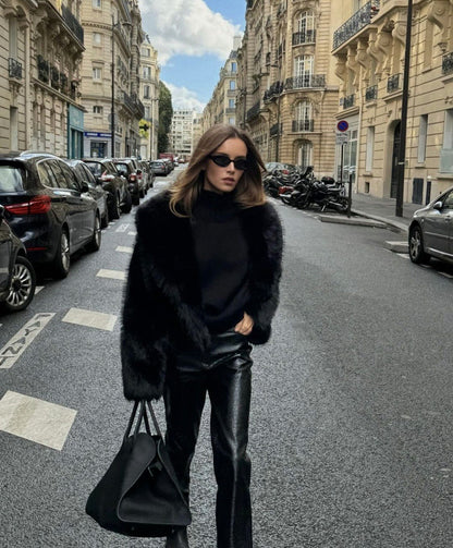 Faux Fur Long Sleeve Cropped Jacket