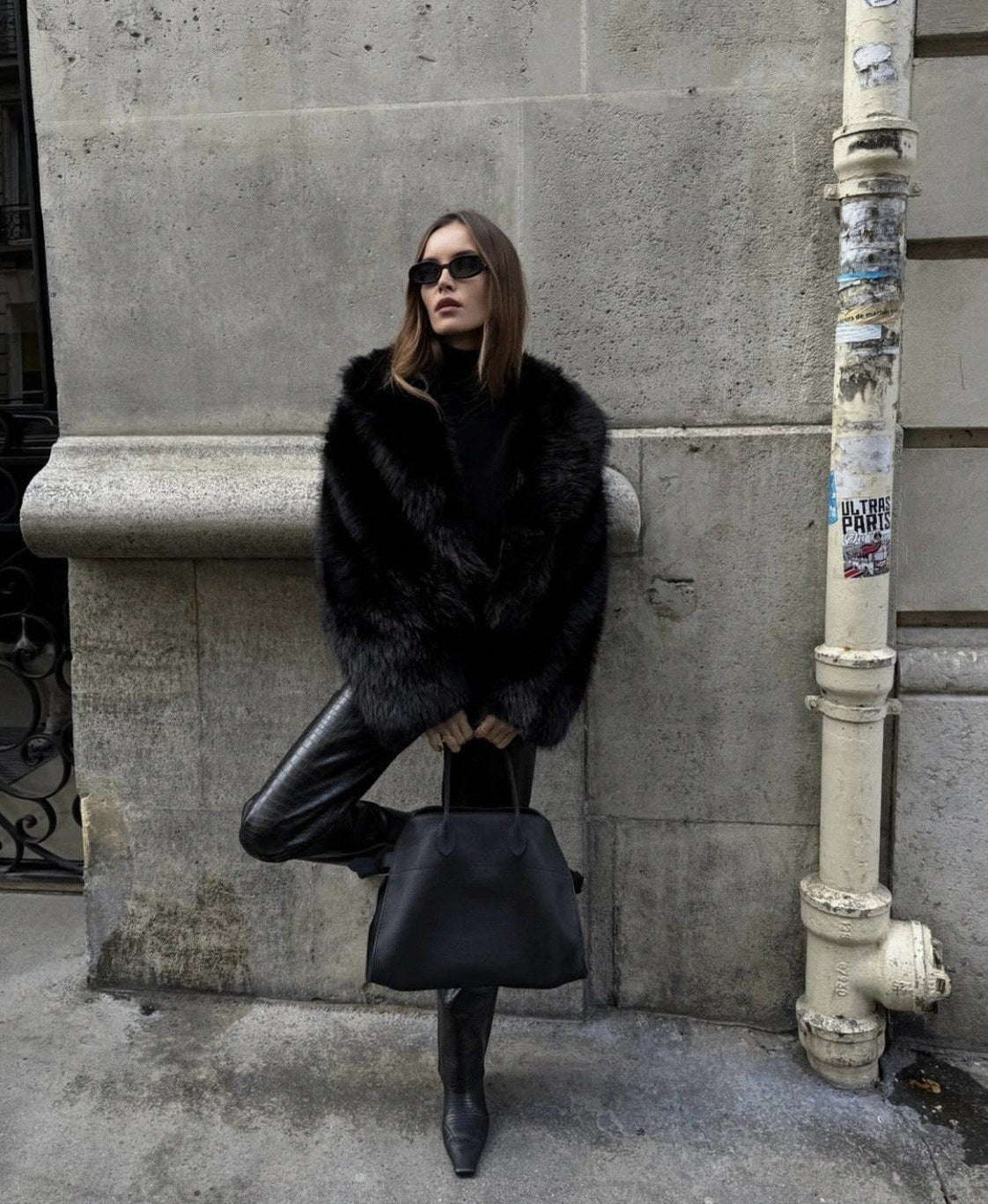 Faux Fur Long Sleeve Cropped Jacket