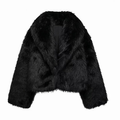 Faux Fur Long Sleeve Cropped Jacket