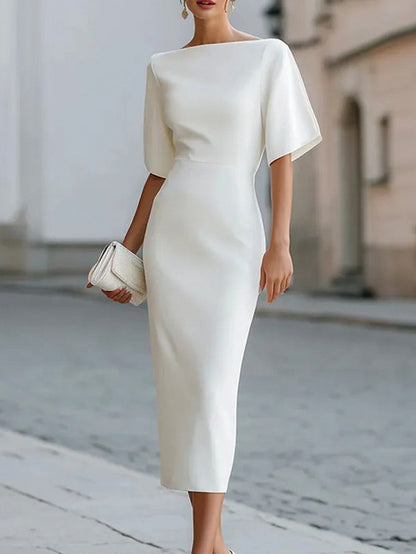 Fitted Short Sleeve Midi Dress