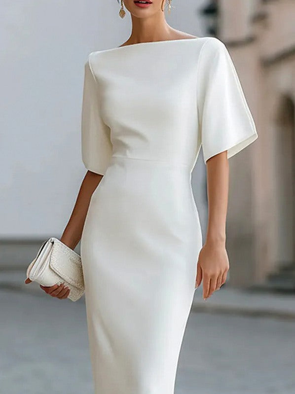 Fitted Short Sleeve Midi Dress