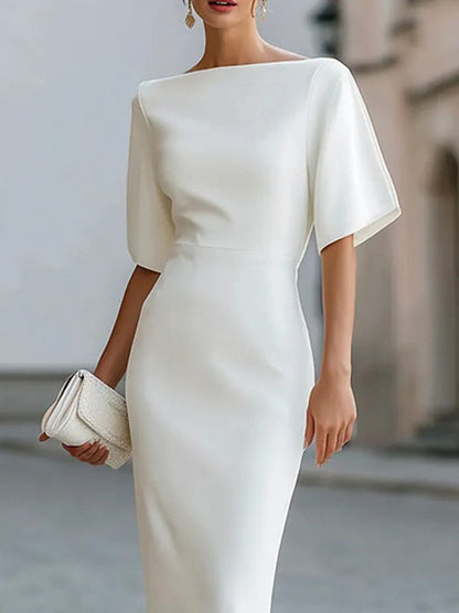 Fitted Short Sleeve Midi Dress