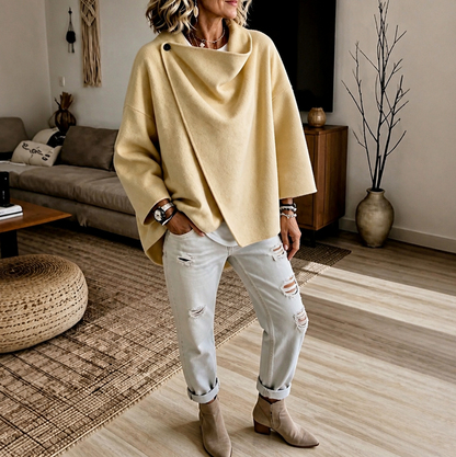 Fleece Cowl Neck Button Jacket
