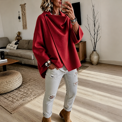 Fleece Cowl Neck Button Jacket