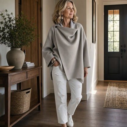Fleece Cowl Neck Button Jacket