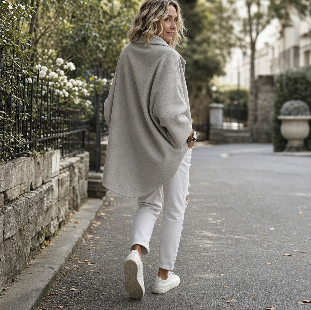 Fleece Cowl Neck Button Jacket