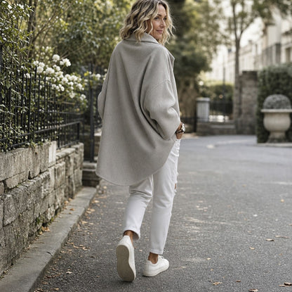 Fleece Cowl Neck Button Jacket