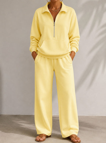 Fleece Half Zip Wide Leg Set