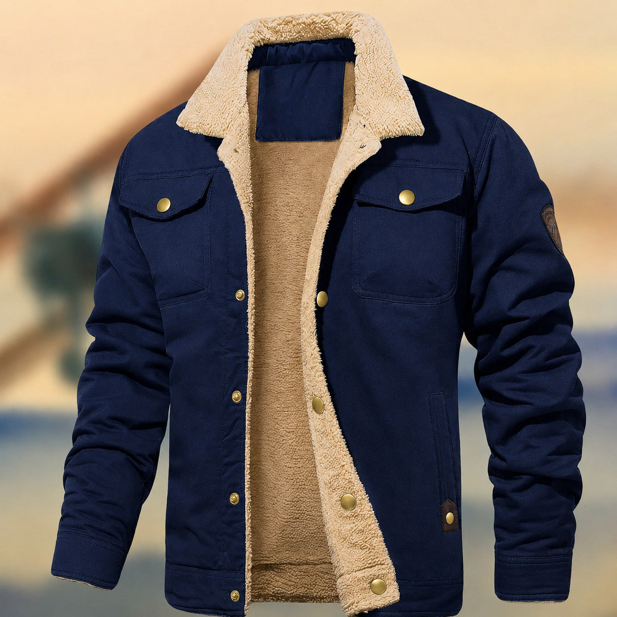 Fleece Sherpa Collar Button Up Jacket