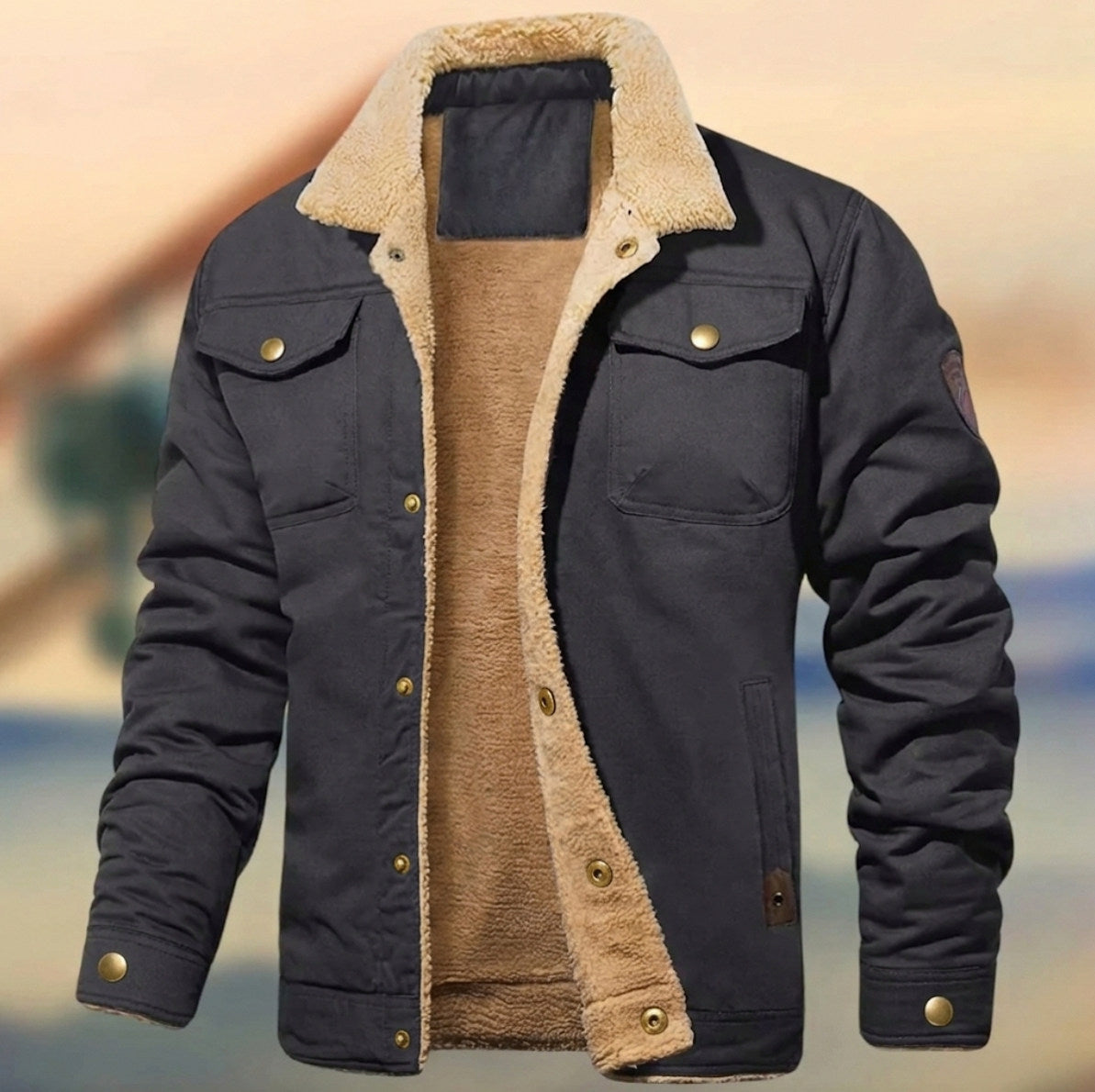 Fleece Sherpa Collar Button Up Jacket