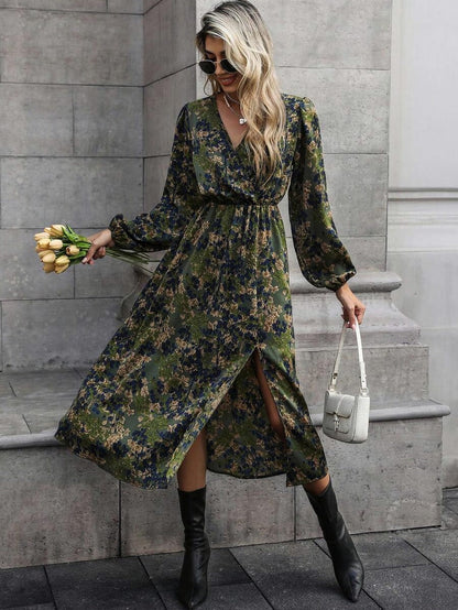 Floral Long Sleeve Midi Dress