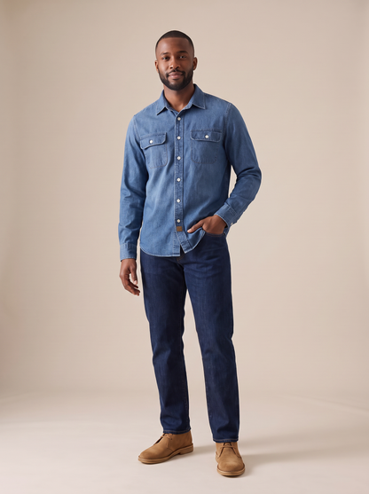 Ford Denim Work Shirt in Indigo, front view