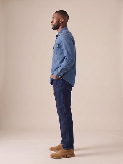 Ford Denim Work Shirt in Indigo, side view