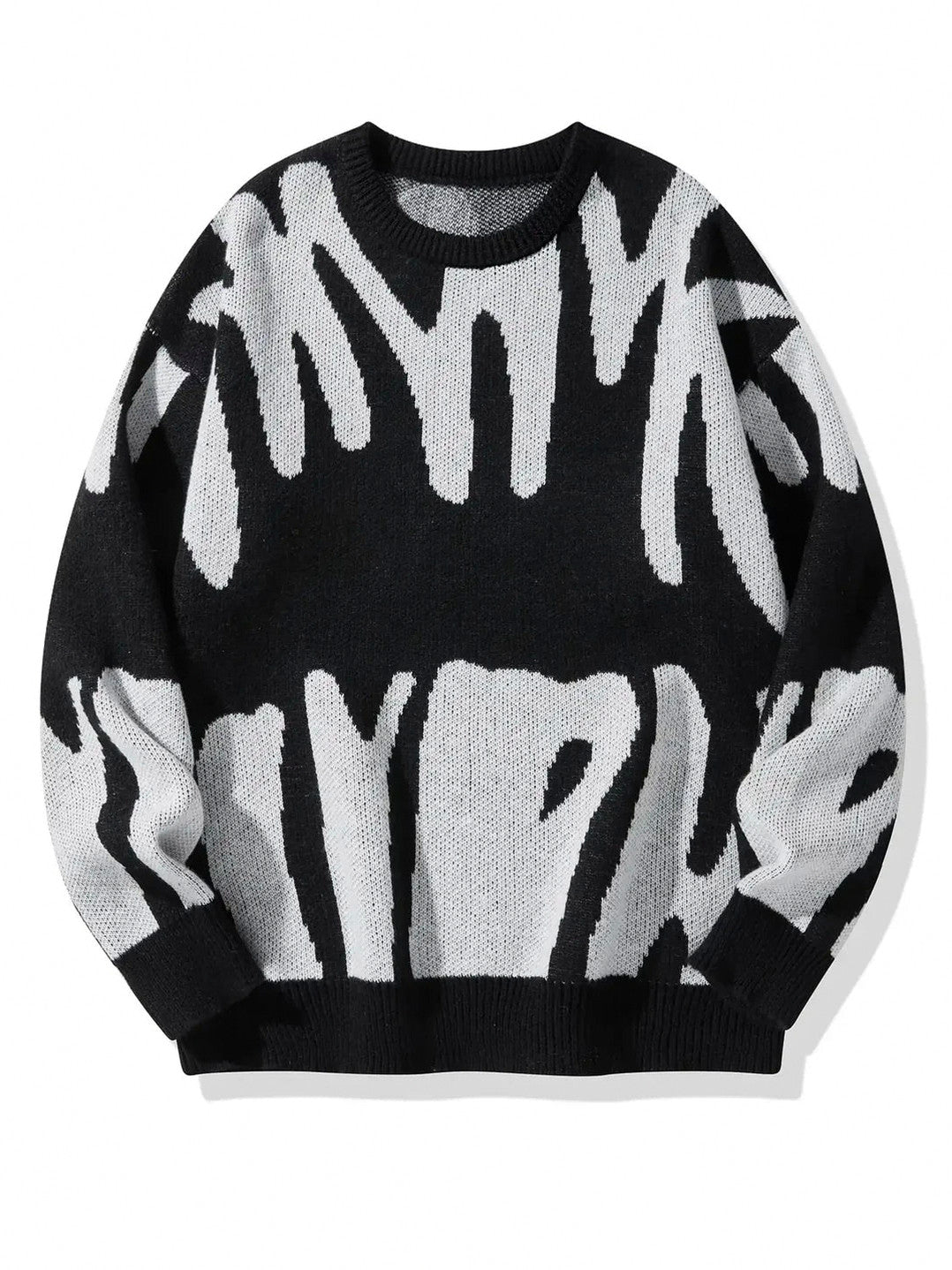 Graphic Knit Crew Neck Sweater