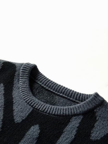 Graphic Knit Crew Neck Sweater